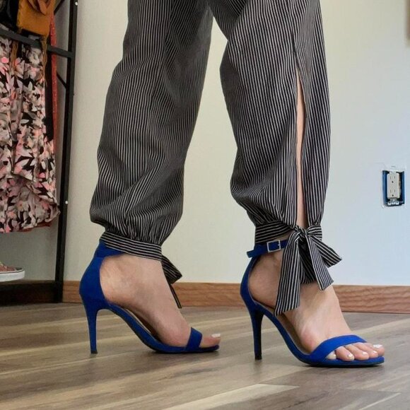 Women’s Blue Suede Strappy Heeled Sandals Formalwear sz 8 - Picture 5 of 5